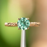 1.68ct Round Australian Sapphire Evergreen Carved Solitaire in 14k Yellow Gold