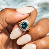 2.13ct Fancy Cushion Teal Blue Spinel VINTAGE CATHEDRAL RING IN 18k Yellow Gold