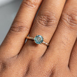 1.28ct Round Earthy Madagascar Sapphire Evergreen Carved Solitaire in 14k Yellow Gold