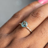 1.28ct Round Earthy Madagascar Sapphire Evergreen Carved Solitaire in 14k Yellow Gold