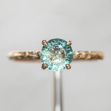 1.28ct Round Earthy Madagascar Sapphire Evergreen Carved Solitaire in 14k Yellow Gold