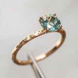 1.28ct Round Earthy Madagascar Sapphire Evergreen Carved Solitaire in 14k Yellow Gold