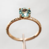 1.28ct Round Earthy Madagascar Sapphire Evergreen Carved Solitaire in 14k Yellow Gold