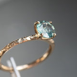 1.28ct Round Earthy Madagascar Sapphire Evergreen Carved Solitaire in 14k Yellow Gold