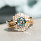 1.28ct Round Earthy Madagascar Sapphire Evergreen Carved Solitaire in 14k Yellow Gold