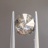 3.46CT ROUND SALT AND PEPPER DIAMOND, MOODY DARK GREY AND BLACK, 9.3X6.12MM