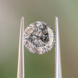 2.16CT ROUND BRILLIANT SALT AND PEPPER DIAMOND, DARK AND MOODY GREY WITH SILVER SPARKLE, 7.9X5.26MM