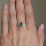 1.41ct Parti Pear Sapphire and French Set Diamond Solitaire in 14K White Gold