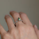 1.41ct Parti Pear Sapphire and French Set Diamond Solitaire in 14K White Gold