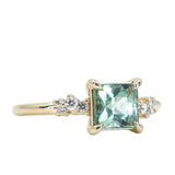 1.52ct Princess Cut Montana Sapphire and Diamond Starry Night Low Profile Solitaire in 14k Yellow Gold