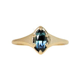 0.95ct Australian Marquise Sapphire Low Profile 4 Prong Signet Solitaire in 14k Yellow Gold