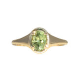 1.28ct Oval Green Montana Sapphire Low Profile 4 Prong Signet Solitaire in 14k Yellow Gold