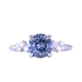 1.32ct Round Sri Lankan Grey Sapphire and Diamond Starry Night Low Profile Solitaire in 14k White Gold