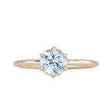 0.97ct Untreated Round Precision Cut Aqua Montana Sapphire Lotus Solitaire in 14k Yellow Gold