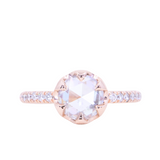 Low Profile Six Prong Solitaire with Pavé Set Diamonds- Setting