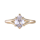 1.18ct Natural Canadian Pear Modern "Antique Cut" Diamond Low Profile Six Prong Split Shank Solitaire in 14k Yellow Gold