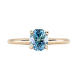 1.32ct Precision Cut Oval Teal Montana Sapphire Classic 4 Prong Solitaire in 14k Yellow Gold