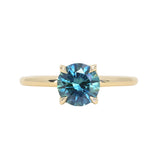 1.43ct Round Precision Cut Teal Montana Sapphire Classic 4 Prong Solitaire in 18k Yellow Gold