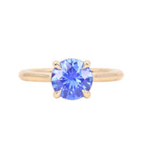 1.60ct Round Blue Untreated Sri Lankan Sapphire Hidden Halo Solitaire in 14k Yellow Gold