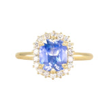 2.53ct Untreated Cushion Sri Lankan Sapphire Antique-Style Diamond Halo Ring in 18k Yellow Gold