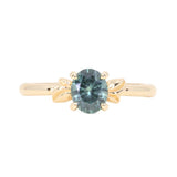 1.21ct Oval Blue Precision Cut Montana Sapphire Low Profile 4 Prong Leaf Bud Solitaire in 14k Yellow Gold