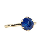 2.23ct Round Royal Blue Sapphire Scallop Cup Solitaire in 14k Yellow Gold