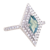 1.12ct Kite Shaped Opalescent Sapphire Double Halo Ring in Platinum