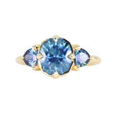 2.36ct Fancy Cushion Cut Montana Sapphire and Australian Sapphire Antique Compass Set Low Profile Ring in 18k Yellow Gold