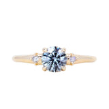 0.98ct Round Color Shifting Untreated Montana Sapphire and Princess Cut Diamond Rapids Low Profile Ring in 14k Yellow Gold