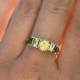 Sapphire and Moonstone Mosaic Ring in 14k Green Gold