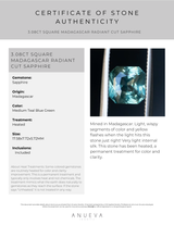 3.08CT SQUARE MADAGASCAR RADIANT CUT SAPPHIRE, MEDIUM TEAL BLUE GREEN, 7.58X7.72X5.72MM EARLY ACCESS