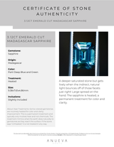 3.12CT EMERALD CUT MADAGASCAR SAPPHIRE, PARTI DEEP BLUE AND GREEN, 9.38X7.61X4.86MM