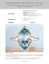3.05ct Unheated Madagascar Marquise Sapphire Low Profile 6 Prong Solitaire in 14k Yellow Gold