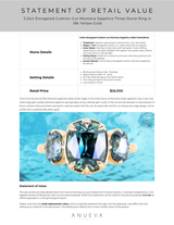 3.22ct Elongated Cushion Cut Montana Sapphire Three Stone Ring in 18k Yellow Gold