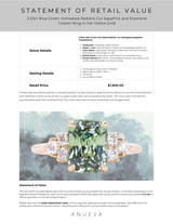 3.53ct Blue Green Untreated Radiant Cut Sapphire and Diamond Cluster Ring in 14k Yellow Gold