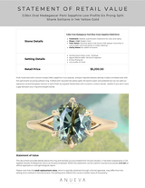 3.56ct Oval Madagascar Parti Sapphire Low Profile Six Prong Split Shank Solitaire in 14k Yellow Gold