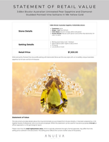 3.68ct Bicolor Australian Untreated Pear Sapphire and Diamond-Studded Pointed Vine Solitaire in 18k Yellow Gold