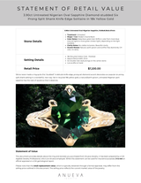 3.90ct Untreated Nigerian Oval Sapphire Diamond-studded Six Prong Split Shank Knife Edge Solitaire in 18k Yellow Gold