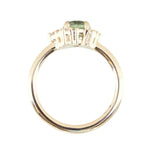 1.01ct Round Green Montana Sapphire and Diamond Asymmetrical Cluster Ring in 14k Yellow Gold