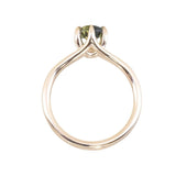 1.60ct Oval Australian Parti Sapphire Low Profile Six Prong Split Shank Solitaire in 14k Yellow Gold