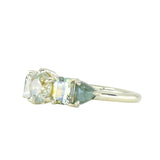 Sapphire and Moonstone Mosaic Ring in 14k Green Gold