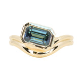 2.01ct Emerald Cut Madagascar Sapphire Bezel Set Ripple Contour Solitaire in 14k Yellow Gold