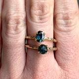 0.99ct Round Untreated Australian Sapphire Evergreen Carved Solitaire in 14k Yellow Gold