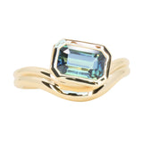 2.01ct Emerald Cut Madagascar Sapphire Bezel Set Ripple Contour Solitaire in 14k Yellow Gold