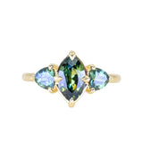 1.56ct Parti Marquise Sapphire and Trillion Sapphire Antique Compass Set Low Profile Ring in 18k Yellow Gold