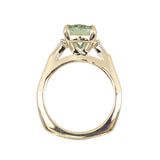 3.50ct Oval Untreated Montana Sapphire and Tapered Baguette Diamond Stackable 4 Prong Ring With Euro Shank in 18k Yellow Gold