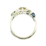 Sapphire and Moonstone Mosaic Ring in 14k Green Gold