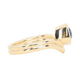 2.01ct Emerald Cut Madagascar Sapphire Bezel Set Ripple Contour Solitaire in 14k Yellow Gold
