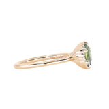 1.55ct Round Madagascar Light Green Sapphire Low Profile Scallop Cup Solitaire in 14k Yellow Gold