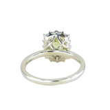 1.98ct Untreated Emerald Cut Parti Nigerian Sapphire Antique-Style Diamond Halo Ring in 14k Green Gold